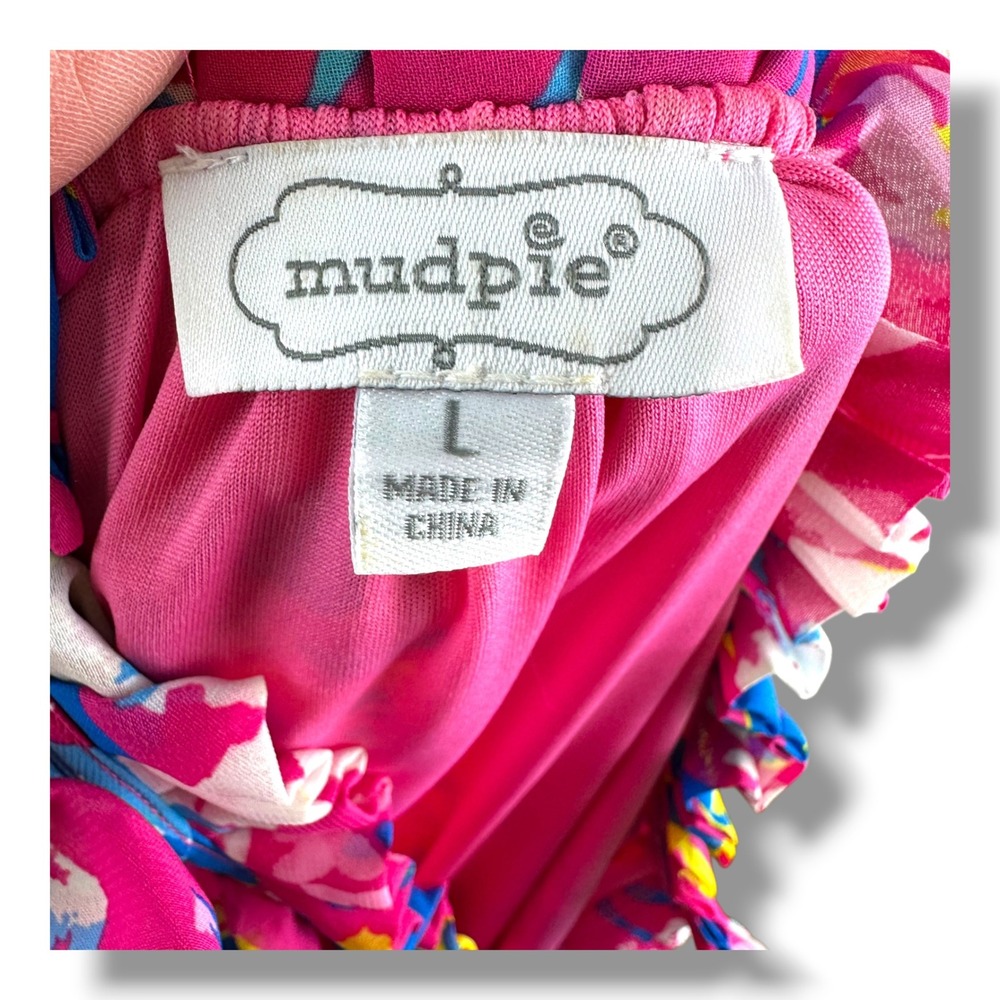 Mud Pie Womens Pink Floral Tiered Maxi Dress Sleeveless Ruffle Neck Large‎ L - Picture 13 of 14